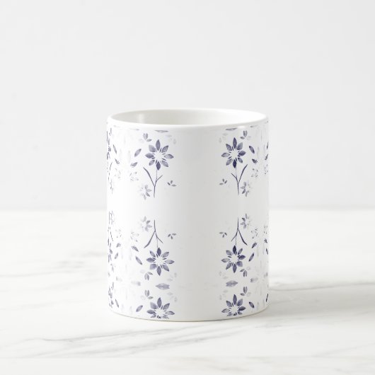 Faded Blue and White Floral Pattern Koffiemok (Center)