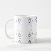 Faded Blue and White Floral Pattern Koffiemok (Links)