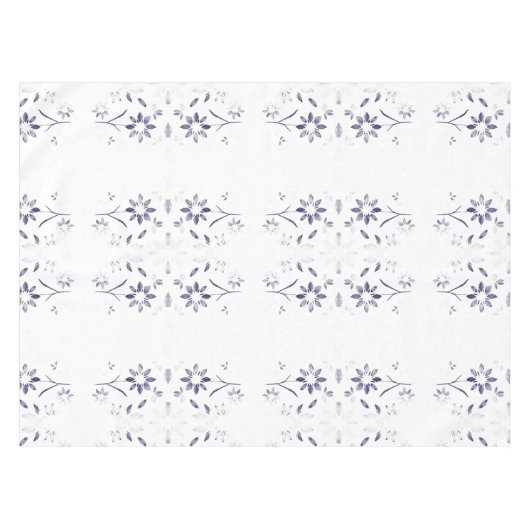 Faded Blue and White Floral Pattern Tafelkleed (Voorkant (Horizontaal))