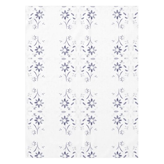 Faded Blue and White Floral Pattern Tafelkleed (Voorkant)