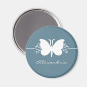 Faded Blue Butterfly Swirls Magnet (Voorkant / Achterkant)