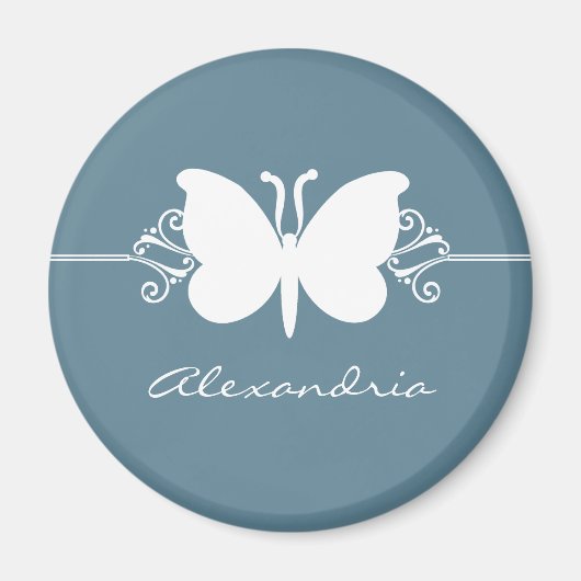 Faded Blue Butterfly Swirls Magnet (Voorkant)