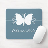 Faded Blue Butterfly Swirls Mousepad Muismat (Met muis)