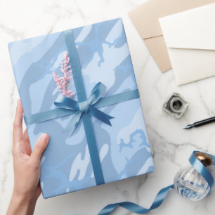 Faded Blue Camo Cadeaupapier