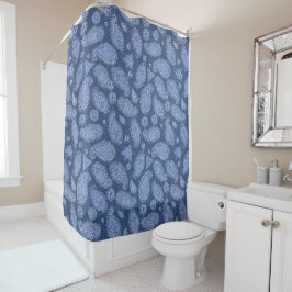 Faded Blue Denim Paisley Douchegordijn