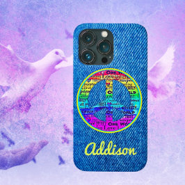 Faded Blue Denim Waterverf Peace Sign Hoesje-Mate Case-Mate iPhone Case