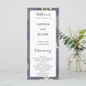 Faded Blue en Gold Celestial Wedding Programme (Staand voorkant)