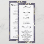 Faded Blue en Gold Celestial Wedding Programme (Voorkant / Achterkant)