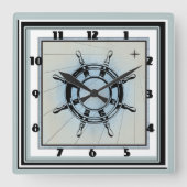 Faded Blue Nautical Thormed Square Vierkante Klok (Voorkant)