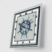 Faded Blue Nautical Thormed Square Vierkante Klok (Hoek)