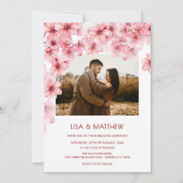  Faded Cherry Blossom Photo Wedding Kaart