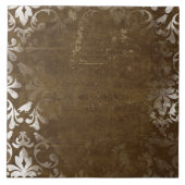 Faded Chic Brown White -  Damaspatroon Tegeltje (Voorkant)