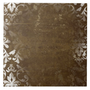 Faded Chic Brown White -  Damaspatroon Tegeltje