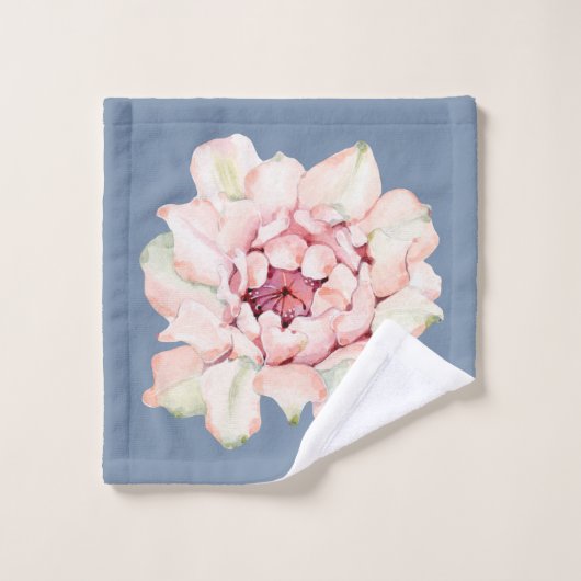 Faded Denim Blue en Waterverf Cactus Bad Handdoek (Wasdoekje)