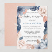 Faded denim & blush Bridal Shower Invitation Kaart (Voorkant / Achterkant)