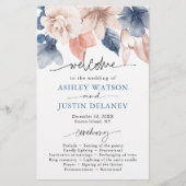 Faded denim & blush stijlvol bruiloft-programma (Voorkant)