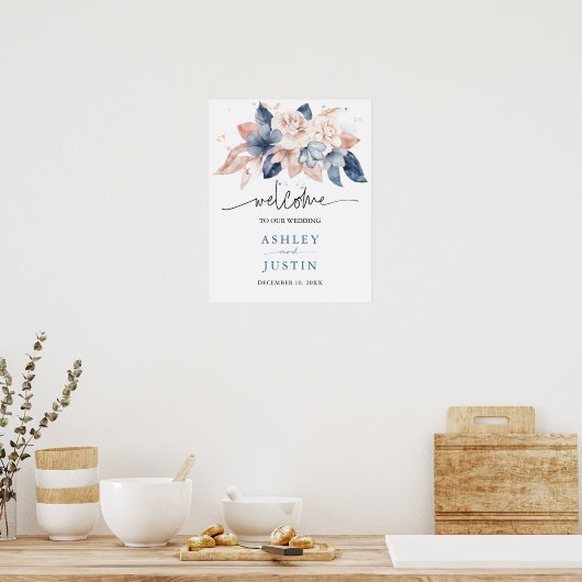 Faded denim en stijlvolle florale bruiloft poster (Keuken)