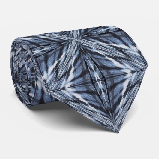 Faded dron Blue Denim Tie Dye Abstract Stropdas (Opgerold)