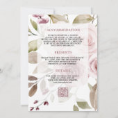 Faded Dusty Roos Floral Ampersand QR Code Bruiloft Kaart (Achterkant)