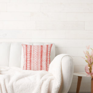 Faded Fair Isle Knit Waterverf Cabincore rood Kussen
