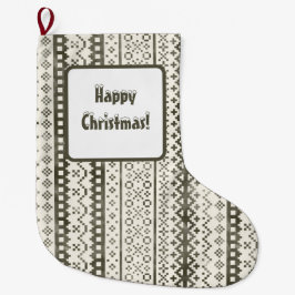 Faded Fair Isle Knit Waterverf Cabincore zwart Grote Kerstsok