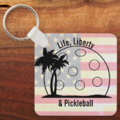 FADED FLAG Life Liberty & Pickleball Nederland Sleutelhanger (Voorkant)