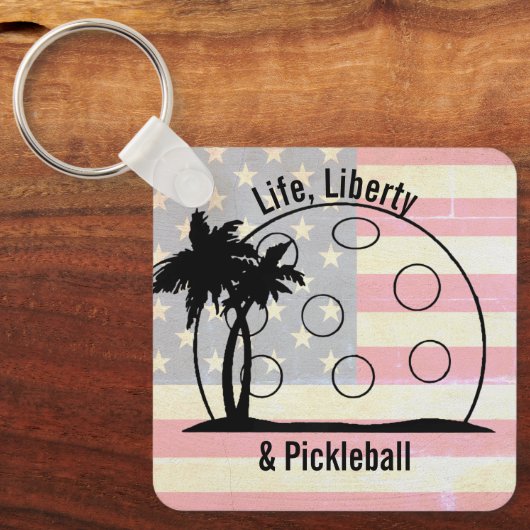 FADED FLAG Life Liberty & Pickleball Nederland Sleutelhanger (Voorkant)