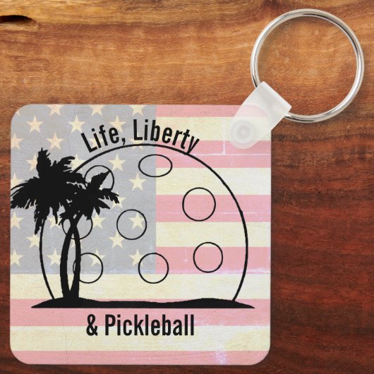 FADED FLAG Life Liberty & Pickleball Nederland Sleutelhanger (Achterkant)