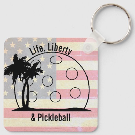 FADED FLAG Life Liberty & Pickleball Nederland Sleutelhanger (Achterkant)