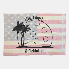 FADED FLAG Life Liberty & Pickleball Nederland Theedoek