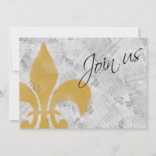 Faded Fleur de Lis Newspaper New Orleans Invite Kaart (Voorkant)