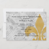 Faded Fleur de Lis Newspaper New Orleans Invite Kaart (Achterkant)
