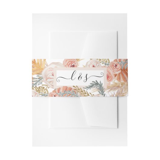 Faded Floral BOHO Pampas Grass Waterverf Greenery Uitnodigingen Wikkel (Voorkant Voorbeeld)