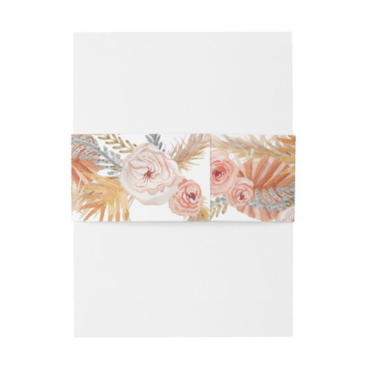 Faded Floral BOHO Pampas Grass Waterverf Greenery Uitnodigingen Wikkel (Achterkant Voorbeeld)