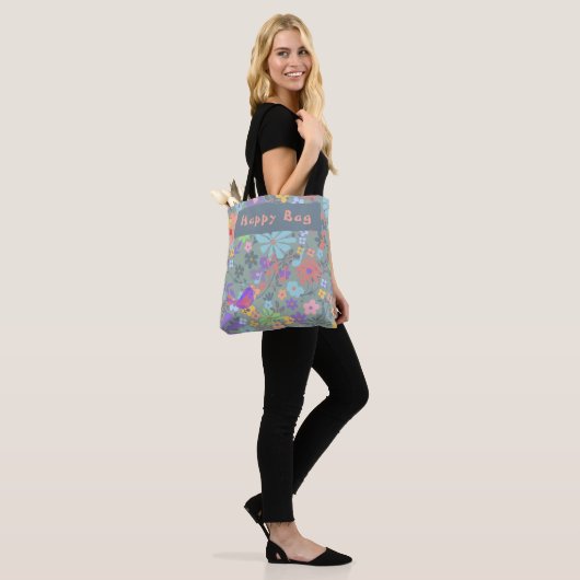 Faded Floral "Happy Bag" Tote Bag (Op model)