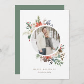 Faded Floral Holiday-fotokaart Feestdagenkaart (Voorkant / Achterkant)