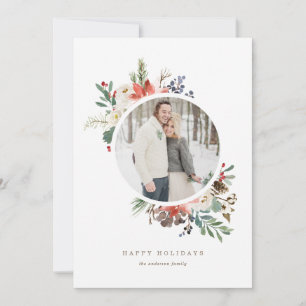 Faded Floral Holiday-fotokaart Feestdagenkaart