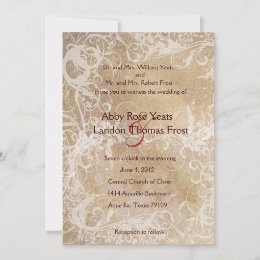 Faded Floral Wedding Invitation Kaart (Voorkant)