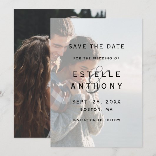 Faded foto Ampersand Wedding Save The Date (Voorkant / Achterkant)