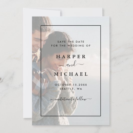 Faded Foto Elegant Wedding Save the Date Kaart (Voorkant)