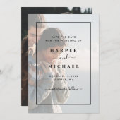 Faded Foto Elegant Wedding Save the Date Kaart (Voorkant / Achterkant)