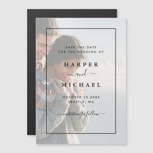 Faded Foto legant Save the Date Magnetic Kaart (Voorkant / Achterkant)