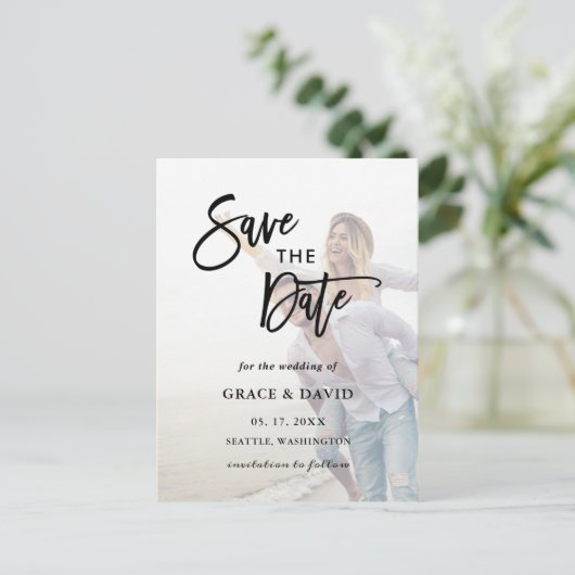 Faded fotobruiloft sparen de datum briefkaart (Staand voorkant)