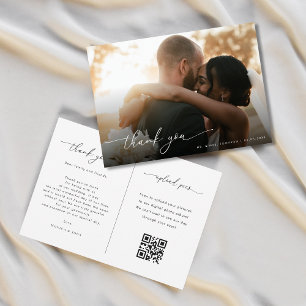 Faded Fotoscript & QR Code Fotogalerij Bruiloft Bedankkaart