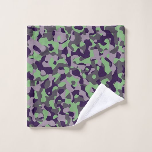 faded green and violet camo abstract bad handdoek (Wasdoekje)