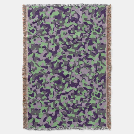 faded green and violet camo abstract deken (Voorkant Verticaal)