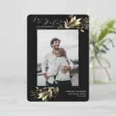 Faded Greenery Back and Taupe Wedding Save The Date (Staand voorkant)