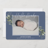 Faded Greenery Eucalyptus Blue Boy Announcem Aankondiging (Voorkant)