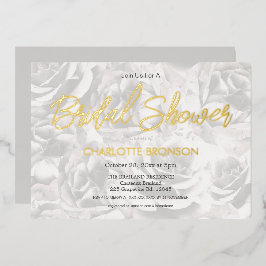 Faded grijze Rozen Aangepast Vrijgezellenfeest Gol Folie Uitnodiging