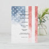 Faded Grunge American Flag Minimalist Wedding Kaart (Staand voorkant)